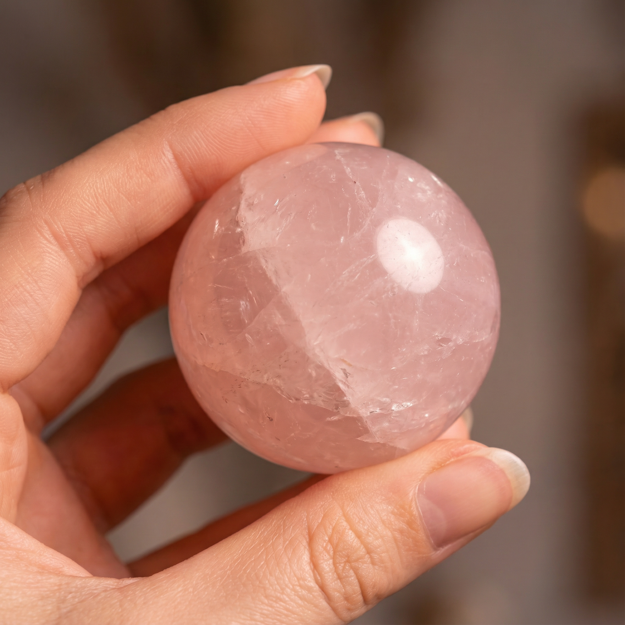 Edelsteinkugel Rosenquarz (4 cm) | Herzenergie & Harmonie