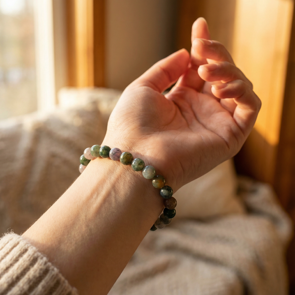 Edelsteinarmband Moosachat / Indischer Achat | Naturverbundenheit & Ausgleich