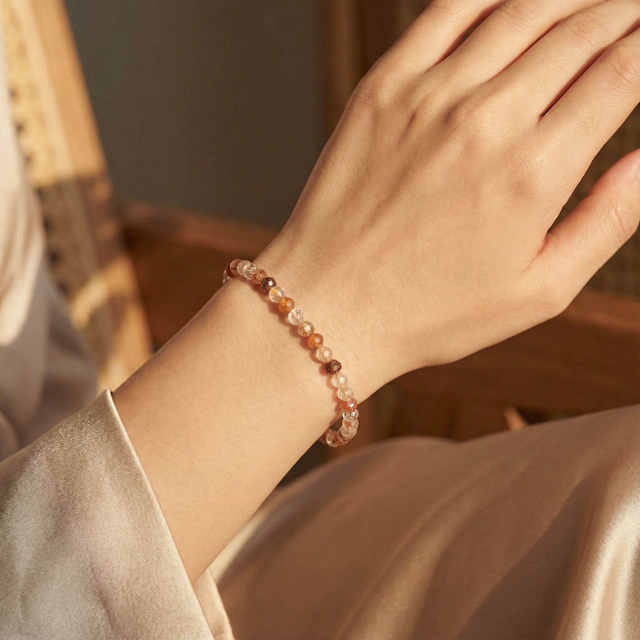 Edelsteinarmband Hematoid Quarz | Erdung & Klarheit