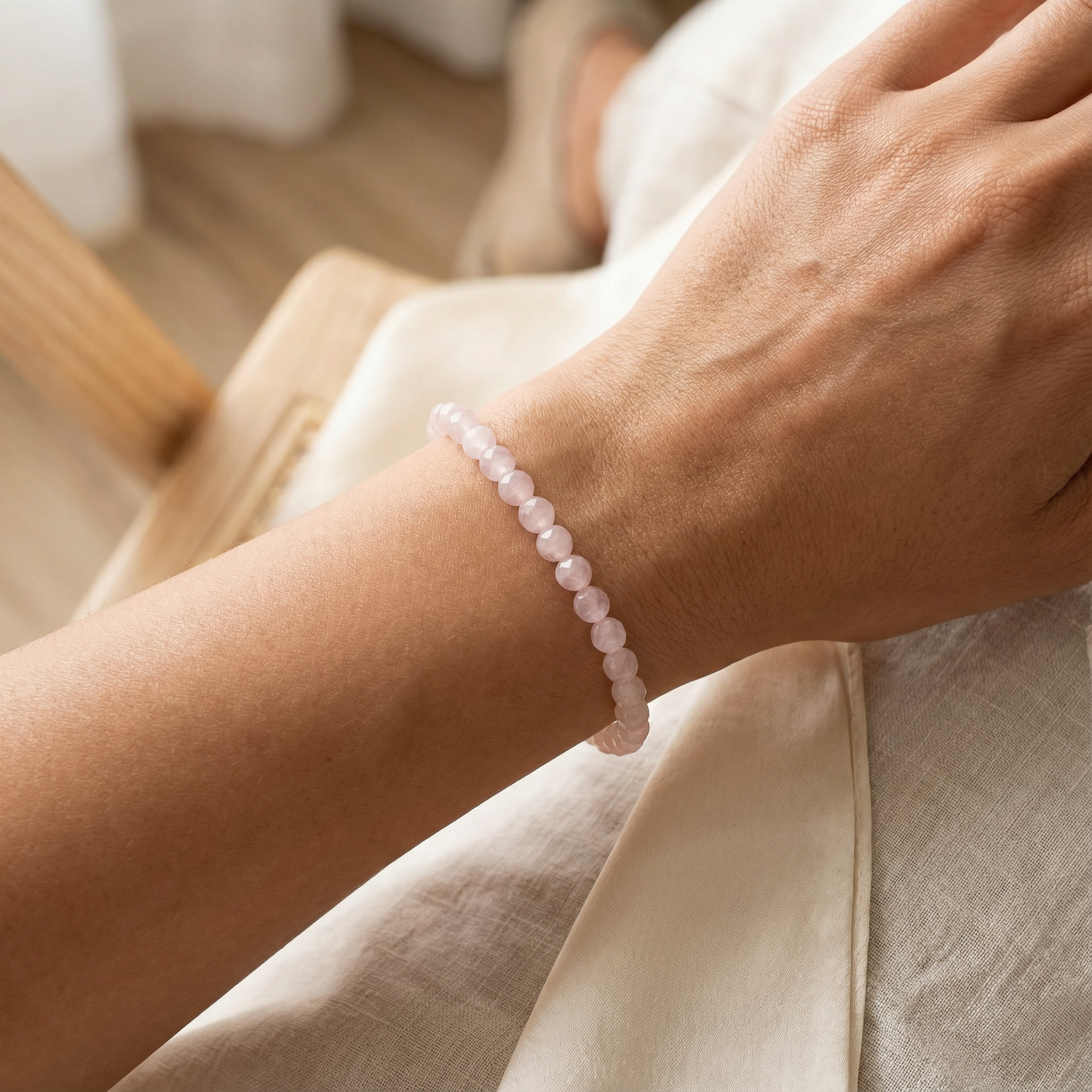 Edelsteinarmband Rosenquarz | Herzfrequenz