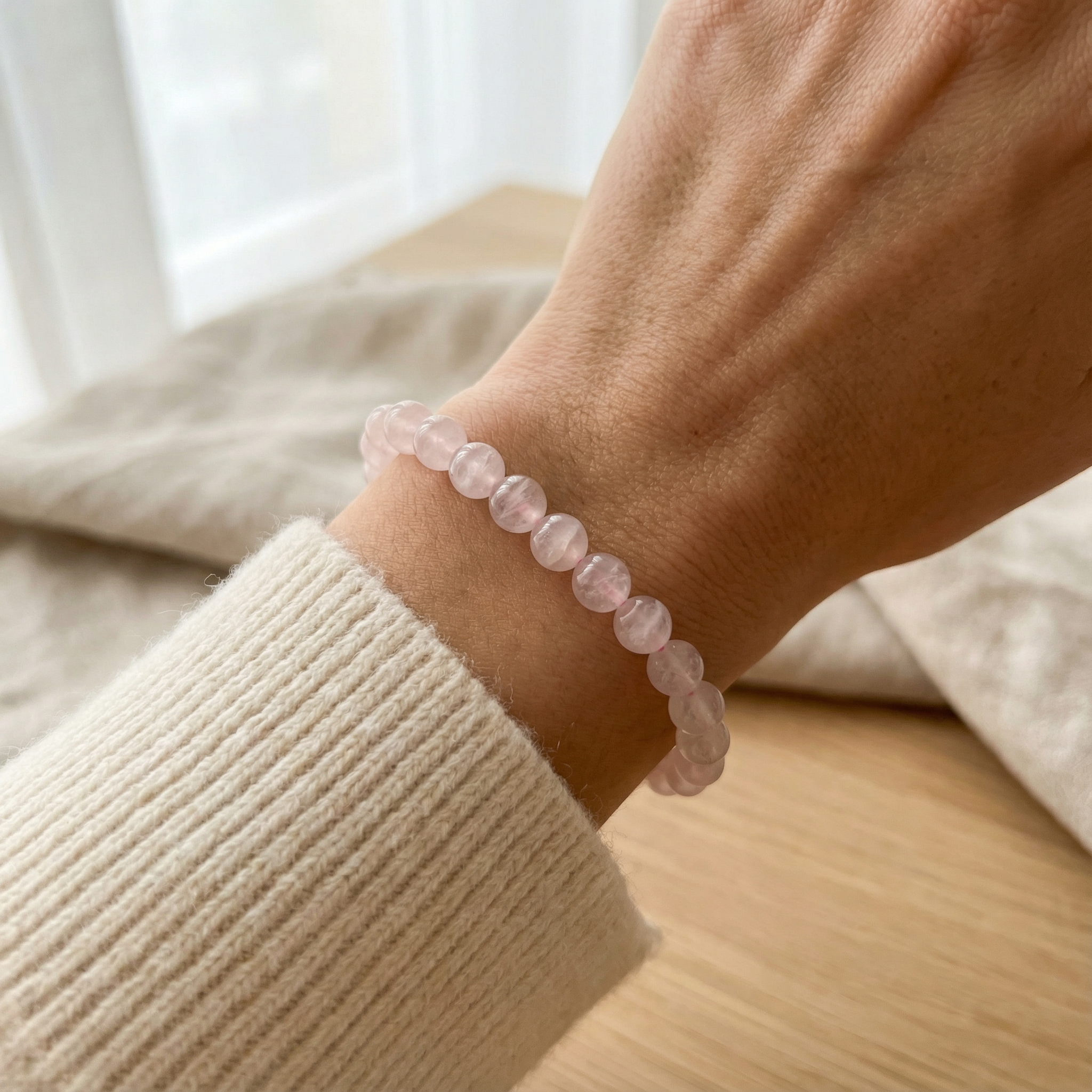 Edelsteinarmband Rosenquarz | Herzfrequenz