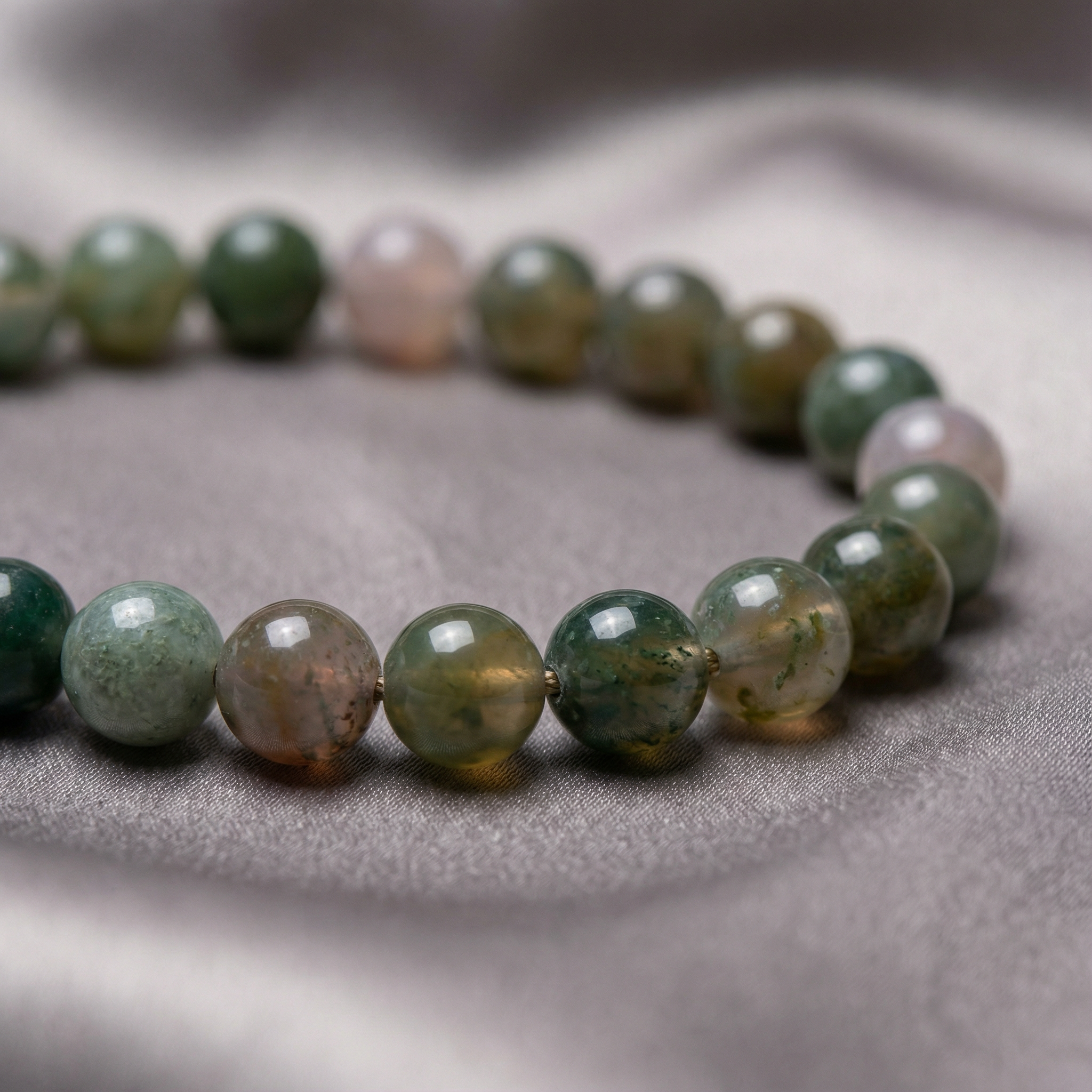 Edelsteinarmband Moosachat / Indischer Achat | Naturverbundenheit & Ausgleich